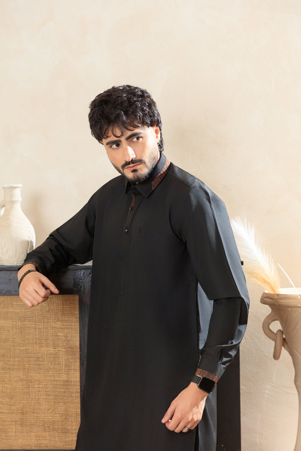 Classic Shalwar Kameez Traditional Men's Suit - Black