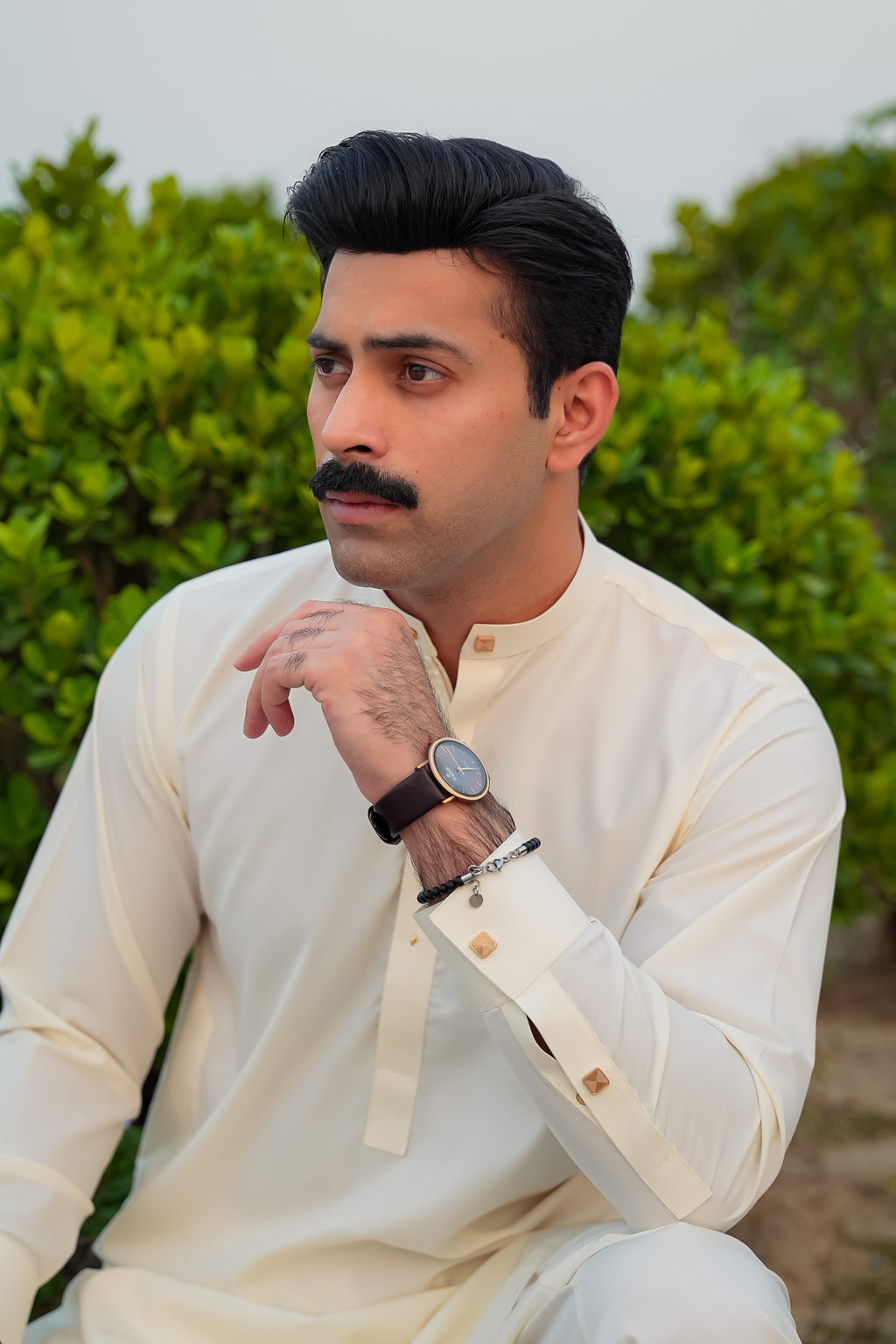 Elegant Kurta Shalwar with Minimalist Detailing - Cream Boski