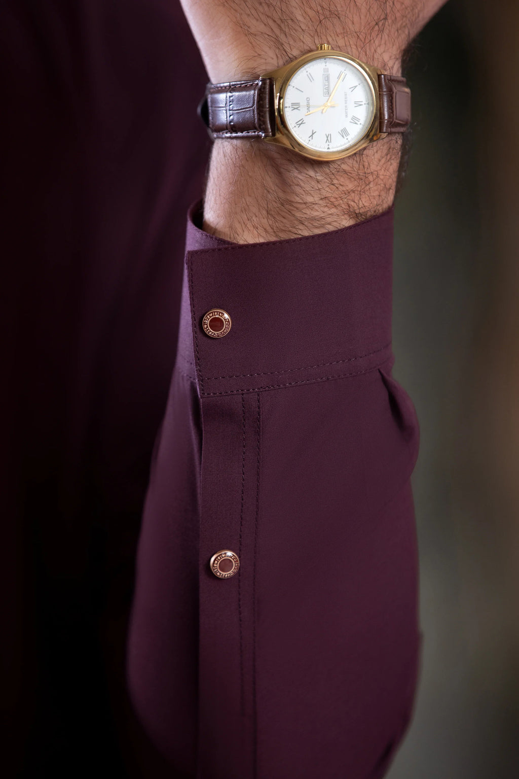 Stitched Premium Collar Kameez Shalwar for Men - Maroon