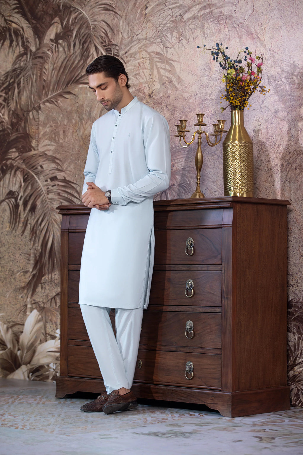 Stitched Premium Kurta With Matching Trouser for Men - Mint